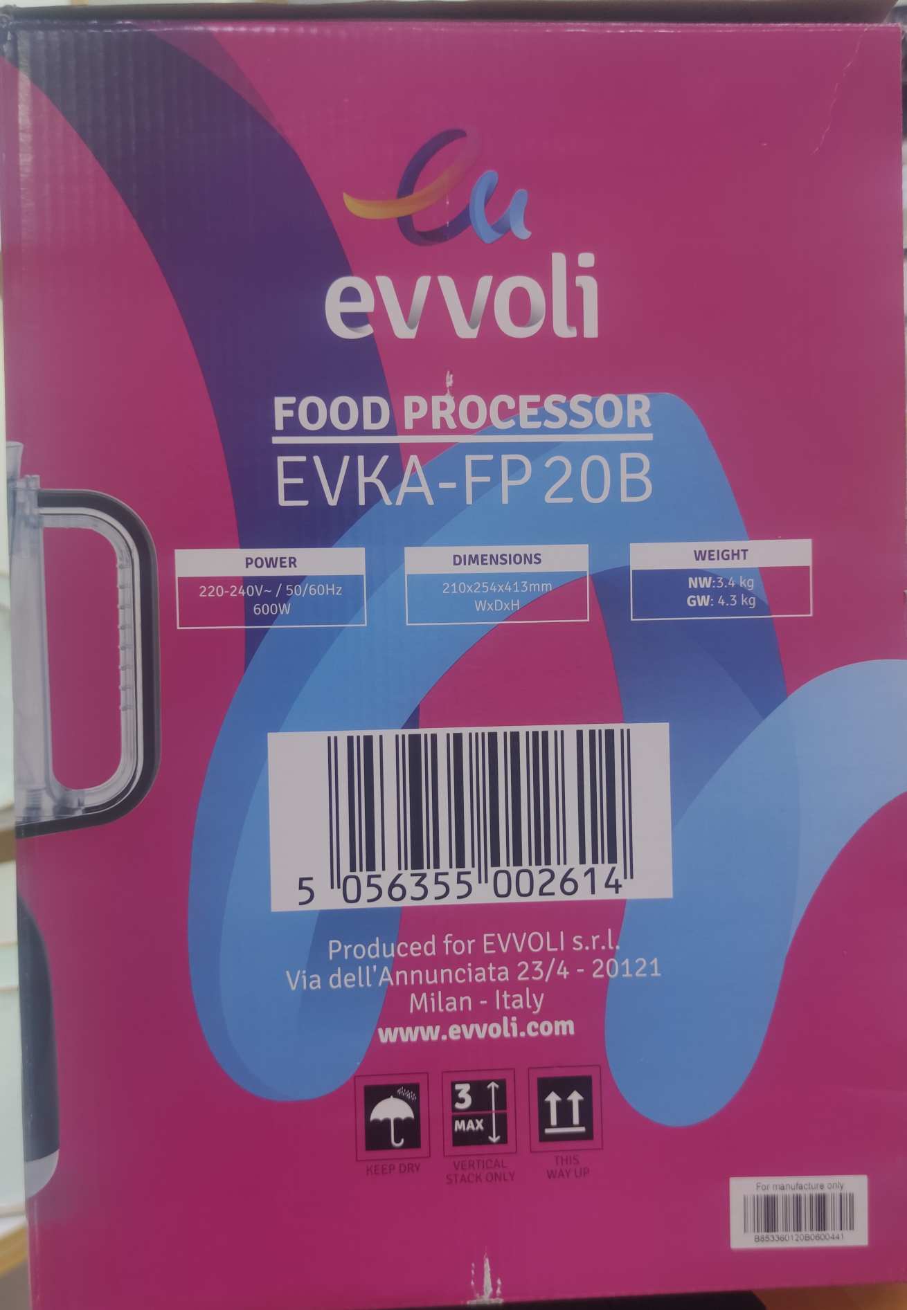 غذاساز چند کاره ایوولی ایتالیا مدل Evvoli EVKA-FP20B