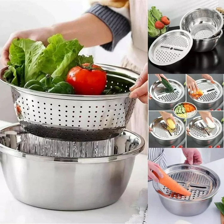 صافی، لگن و رنده 3 پارچه یونیک استیل اصل سایز ۳۰