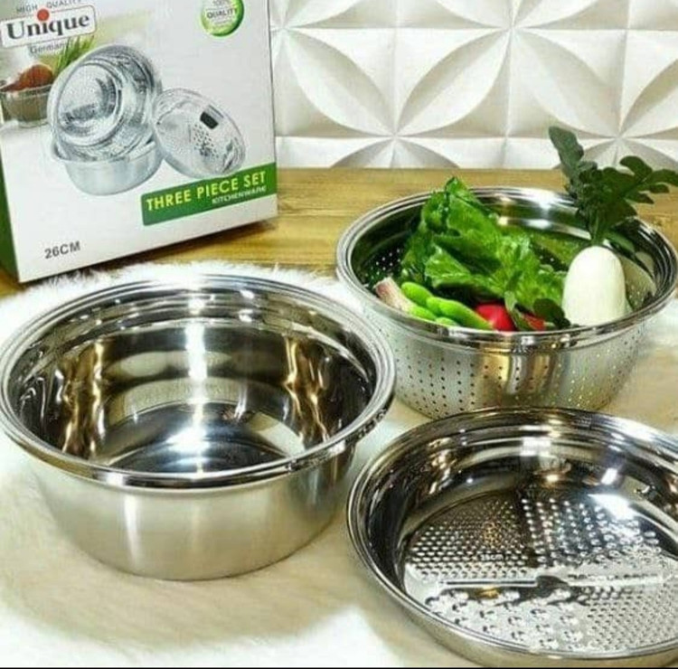 صافی، لگن و رنده 3 پارچه یونیک استیل اصل سایز ۳۰