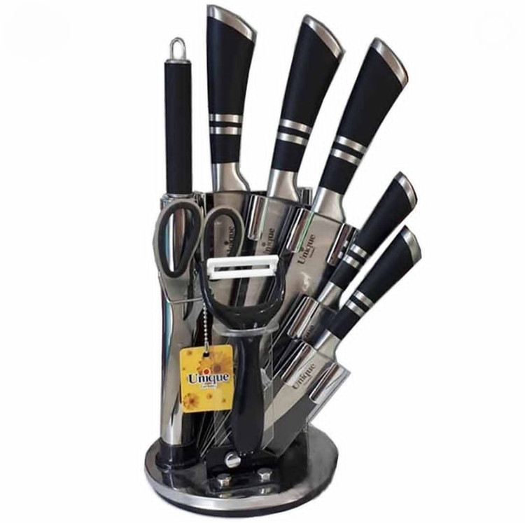 سرویس چاقو یونیک مشکی ۹ تیکه مدل KF-84B