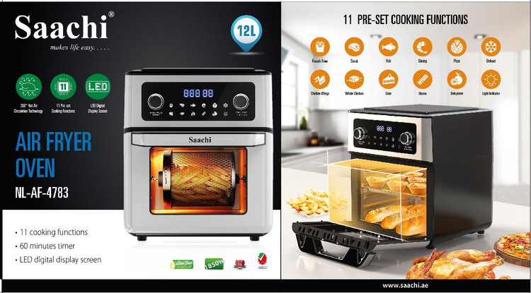 سرخ کن بدون روغن ساچی (آون توستر) ۱۲ لیتر مدل SAACHI NL-AF-4783