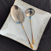 قاشق چنگال 24 نفره 120 پارچه یونیک دهنه اروپایی مدل آناناسی طلایی