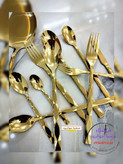 قاشق چنگال 24 نفره 120 پارچه یونیک دهنه اروپایی مدل سه بعدی طلایی