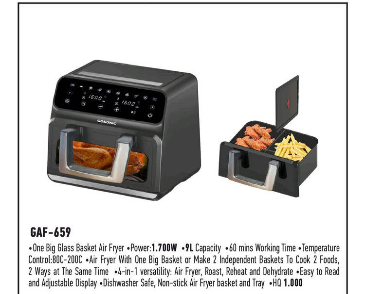 سرخ کن بدون روغن دوقلو گوسونیک ۹لیتر مدل GAF-659
