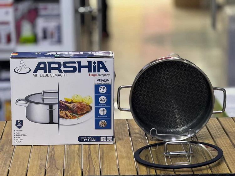 ماهیتابه دو دسته کف لیزری 28سانت عرشیا مدلSS050-3341