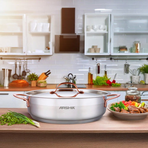 ماهیتابه دو دسته استیل ضد زنگ عرشیا