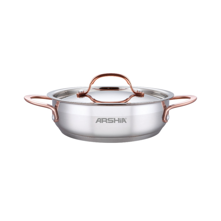 ماهیتابه دو دسته استیل ضد زنگ عرشیا