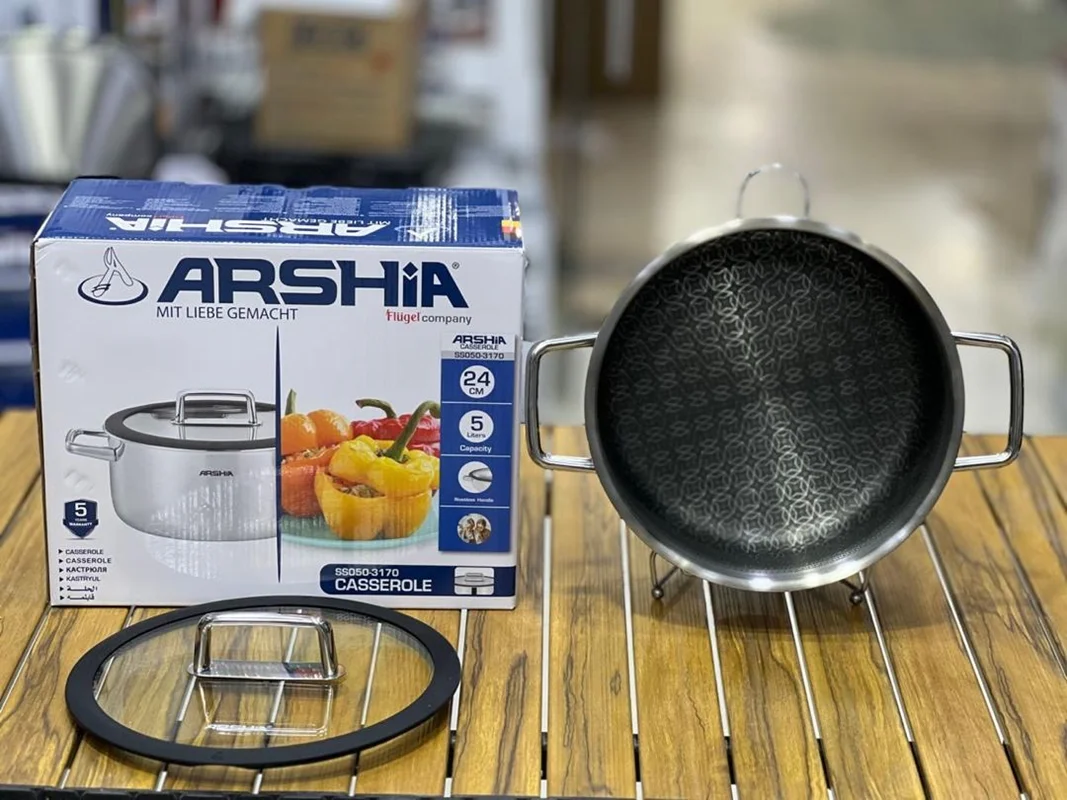 قابلمه تک استیل کف لیزری عرشیا ۲۴ سانت مدل ss050_3170