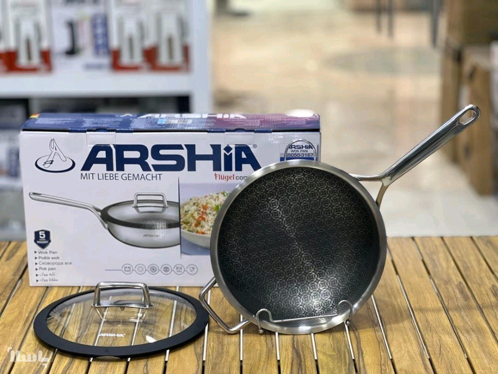 ماهی تابه استیل کف لیزری عرشیا 28 سانتی، حجم 2.3 لیتر مدل -3166
