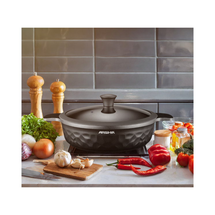 ماهیتابه عرشیا با درب دو دسته، سایز 28 سانتی‌متر CO110-3158