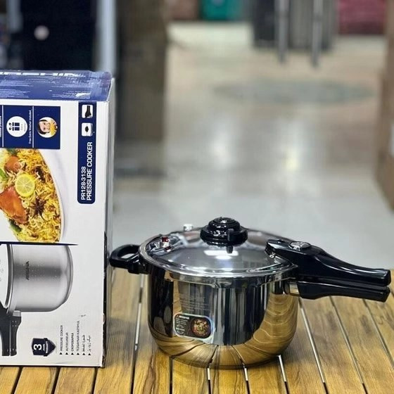 زودپز روگازی استیل دسته بلند 22 سانتی عرشیا مدل PR128-3137