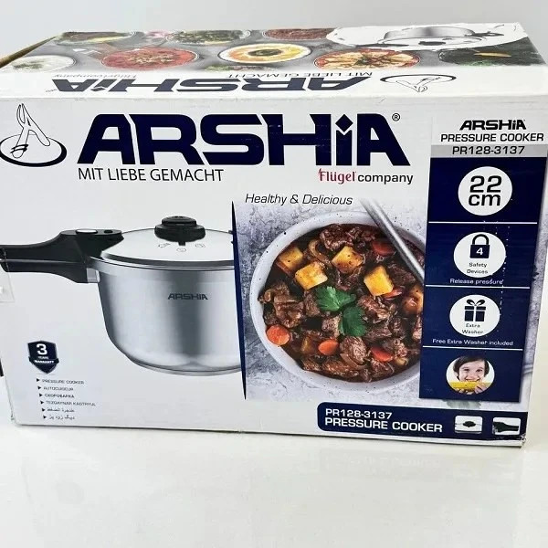 زودپز روگازی استیل دسته بلند 22 سانتی عرشیا مدل PR128-3137