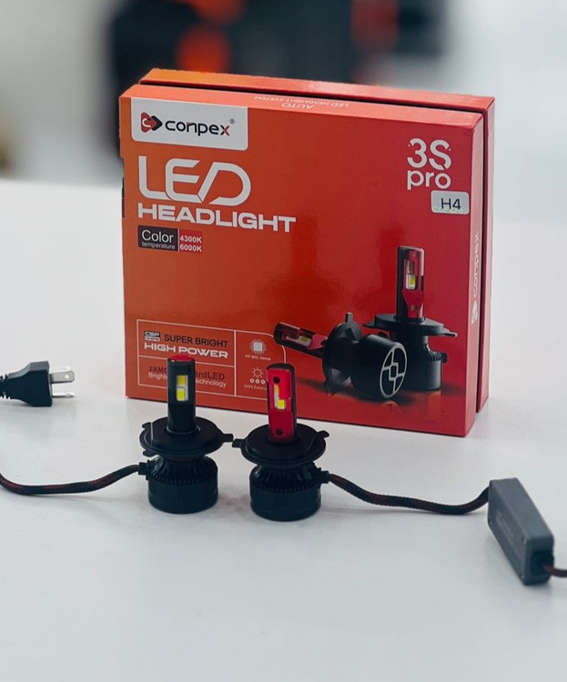 هدلایت دو رنگ کانپکس مدل ۳S Pro پایه H4 زردآفتابی