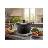 قابلمه چدن عرشیا با درب، مشکی، سایز ۲۸ سانتیمتر CO498-3115