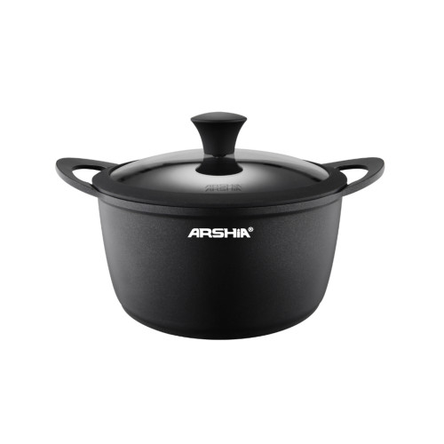قابلمه چدن عرشیا با درب، مشکی، سایز ۲۸ سانتیمتر CO498-3115