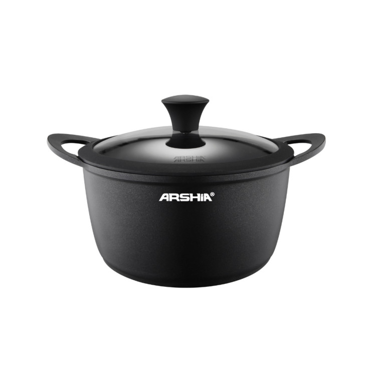 قابلمه چدن عرشیا با درب، مشکی، سایز ۲۸ سانتیمتر CO498-3115