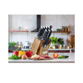 سرویس چاقوی استیل آلمانی 10 پارچه عرشیا مدل چوبی بلوکی مشکی K118-3094