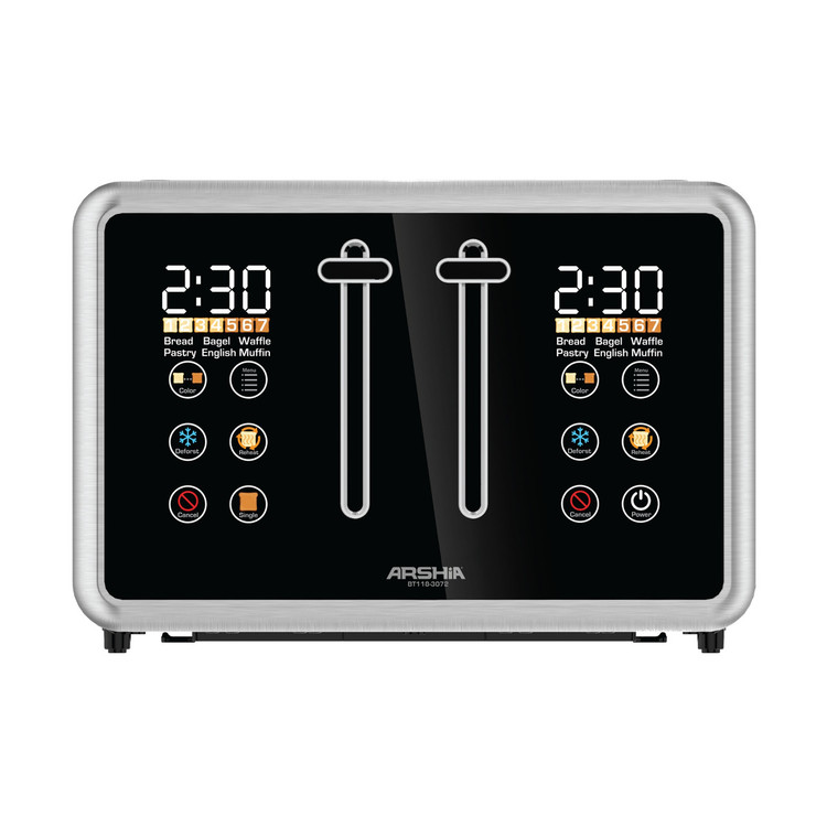 توستر نان دیجیتال ۴ تکهای عرشیا مشکی BT118-3072