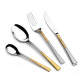سرویس قاشق و چنگال ۸۶ پارچه عرشیا استیل طلایی و نقرهای مدل TM762G-3045