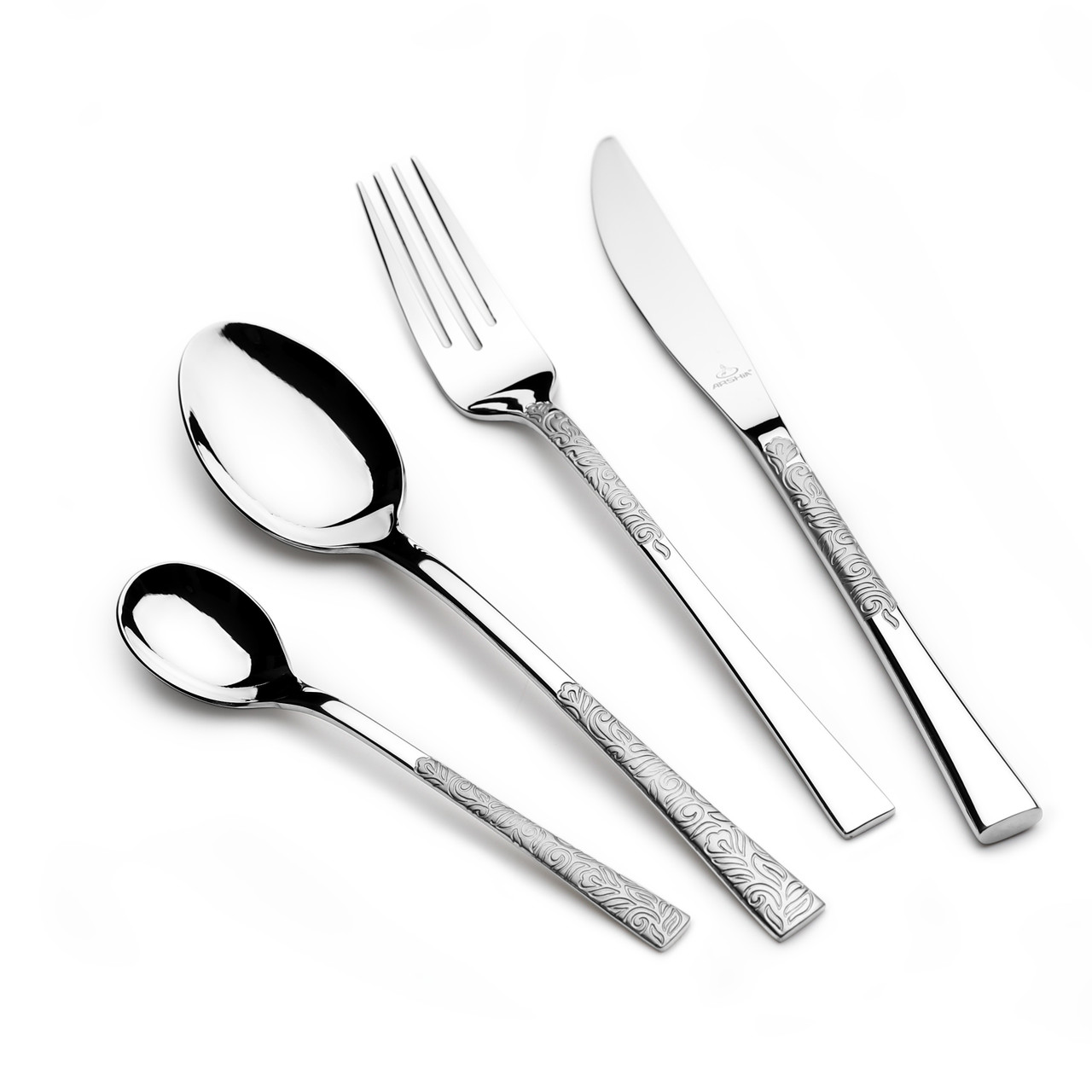 سرویس قاشق و چنگال عرشیا استیل ۸۶ پارچه نقره‌ای TM762S-3044