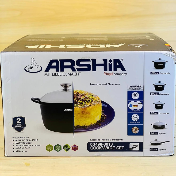 سرویس قابلمه ۱۰ پارچه ارشیا مدل دایکاست نقرهای مدل CO498-3014