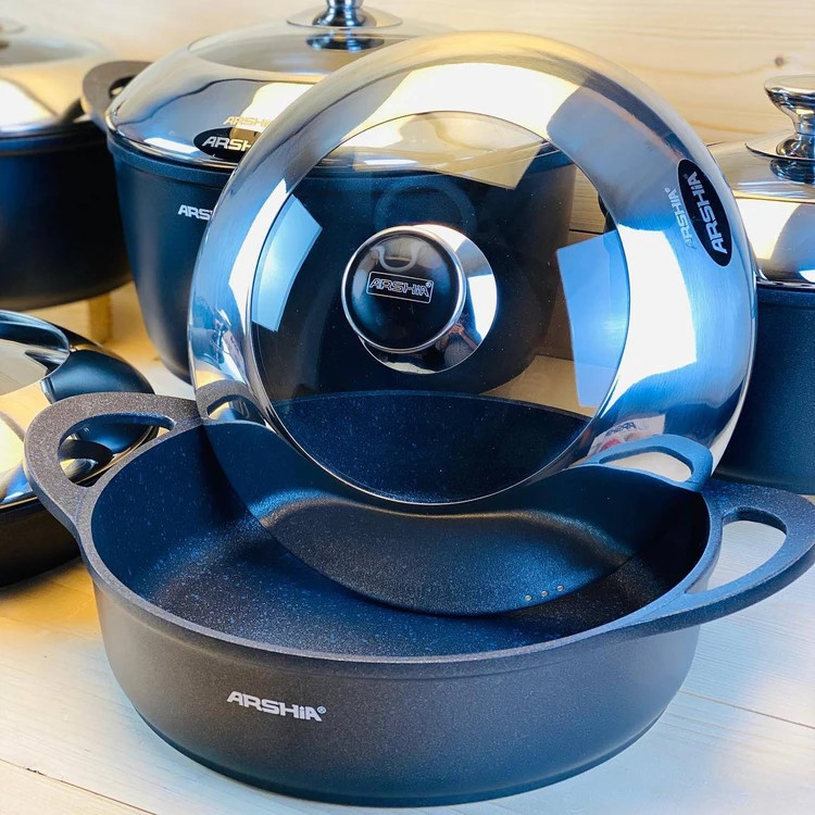 سرویس قابلمه ۱۰ پارچه ارشیا مدل دایکاست نقرهای مدل CO498-3014