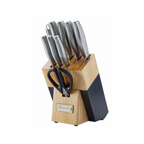 سرویس چاقوی استیل ضد زنگ عرشیا مدل بلوک چوبی 10 عددی مدل K259-3011