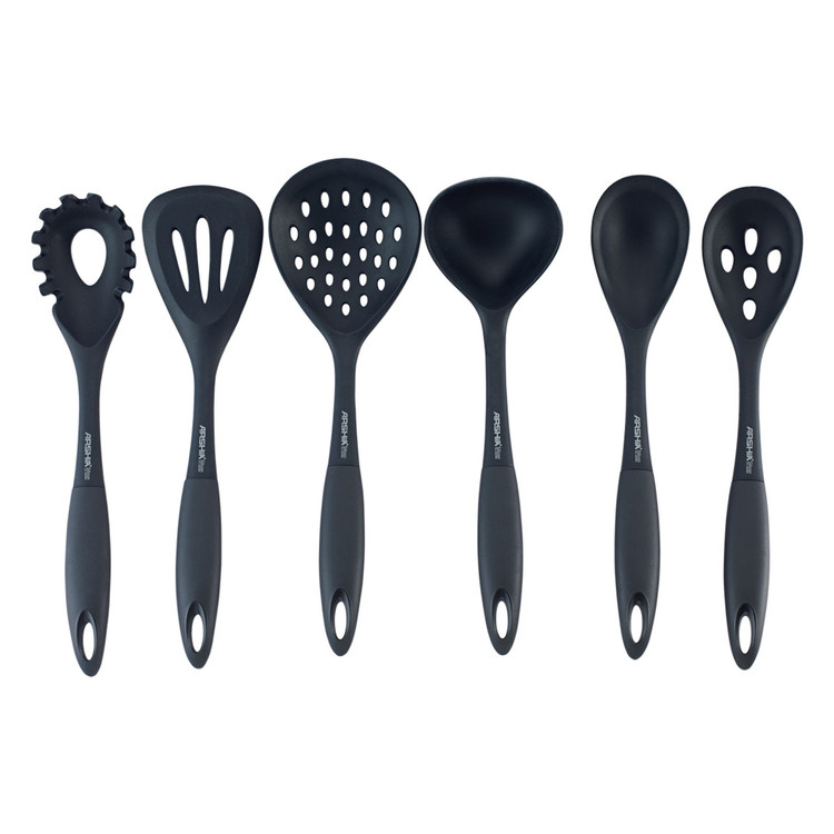 ست کفگیر و ملاقه سیلیکونی مشکی 7 پارچه عرشیا مدل UL135-3005