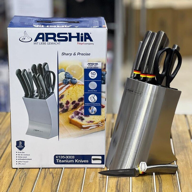 سرویس چاقوی استیل تیتانیومی عرشیا 10 عددی مدل K135-3003