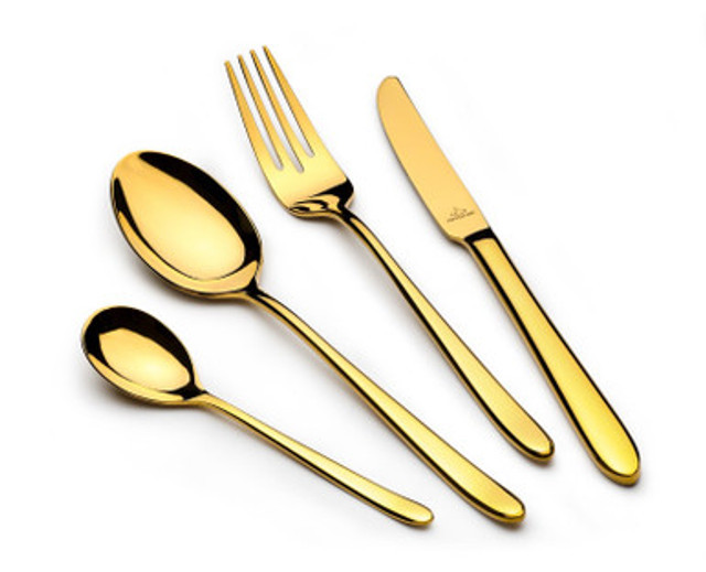 سرویس قاشق و چنگال عرشیا استیل ۴۸ پارچه طلایی TM1401G مدل TM1401G-2818