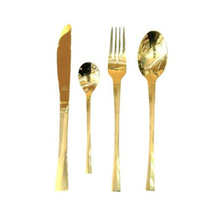 سرویس قاشق و چنگال طلایی عرشیا ۱۲۸ پارچه (با قاب چوبی) مدل TM50GGS-2798