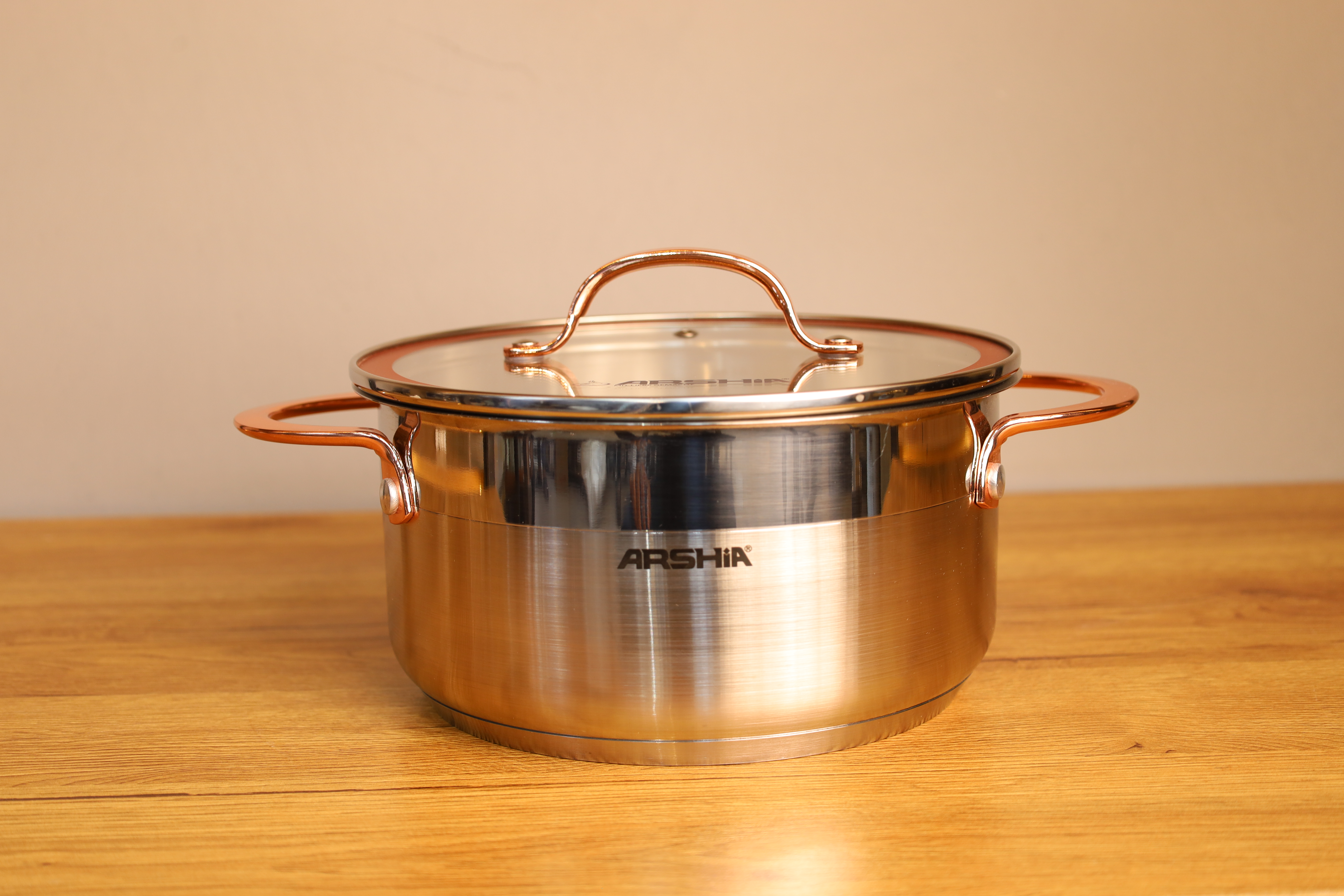 قابلمه تکی 22 سانت استیل دسته مسی مدل SS014-2974