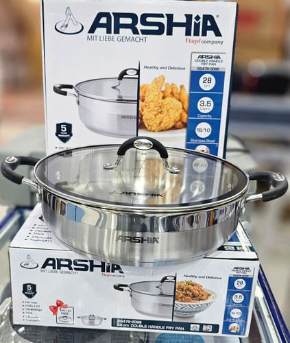 ماهیتابه دو دسته 28سانت دو درب استیل عرشیا مدلSS478-3086