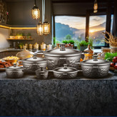 سرویس قابلمه ۱۲ پارچه عرشیا مدل الماس خاکستری CO110-2970