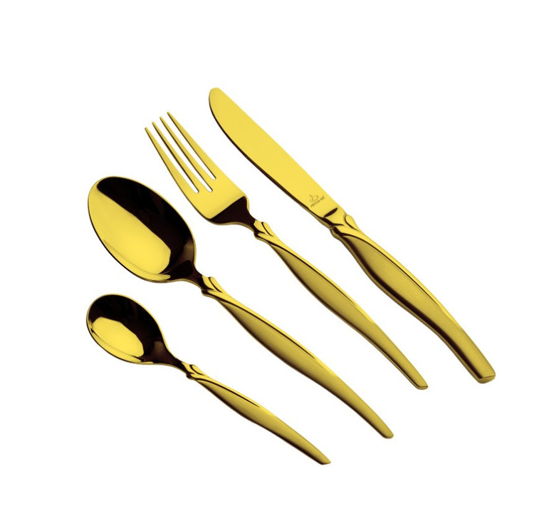 سرویس قاشق و چنگال عرشیا طرح چوبی 133 پارچه طلایی مدل TM145GGS-2811