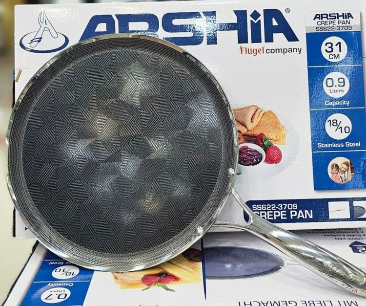 تابه استیل کرپ کف لیزری جدید 31سانت عرشیا مدلSS622-3709
