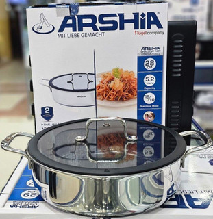 تابه استیل کف لیزری جدید دو دسته 28سانت عرشیا مدلSS622-3700