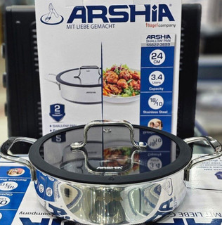 ماهیتابه استیل دو دسته جدید کف لیزری 24سانت عرشیا مدلSS622-3699