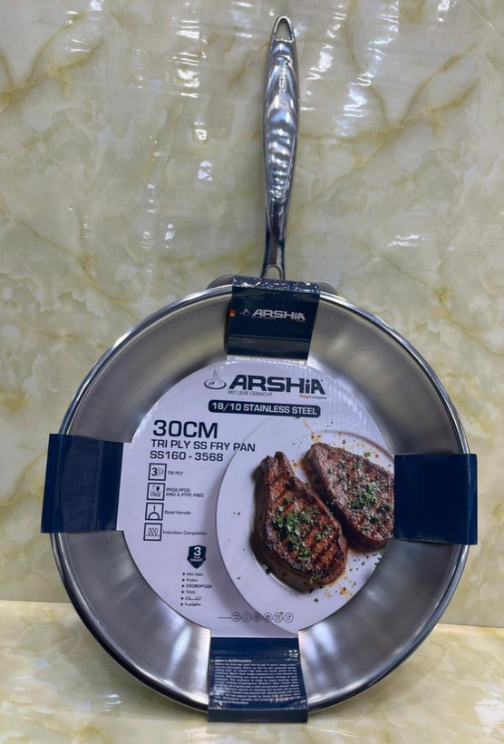 ماهی تابه تک دسته استیل 30 سانتی عرشیا مدل SS160-3568
